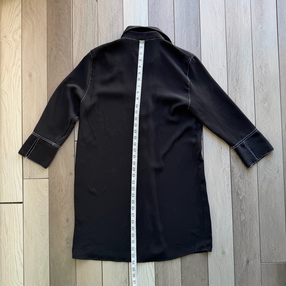 Zara Black Shirt Dress Contrast White Stitching Pockets | Size: Small - Picture 5 of 5